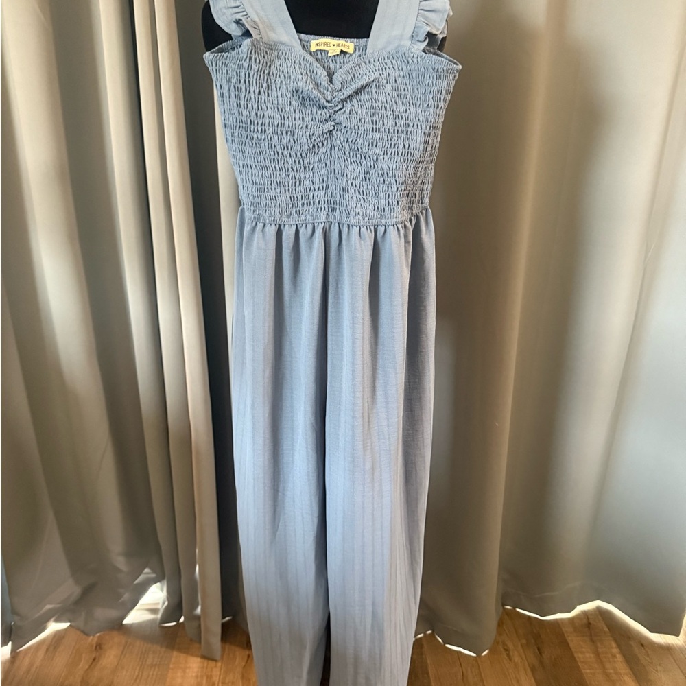 Light Blue Smocked Jumpsuit
